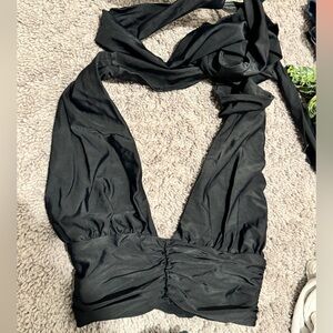 Tiger Mist Black Halter Top - XS